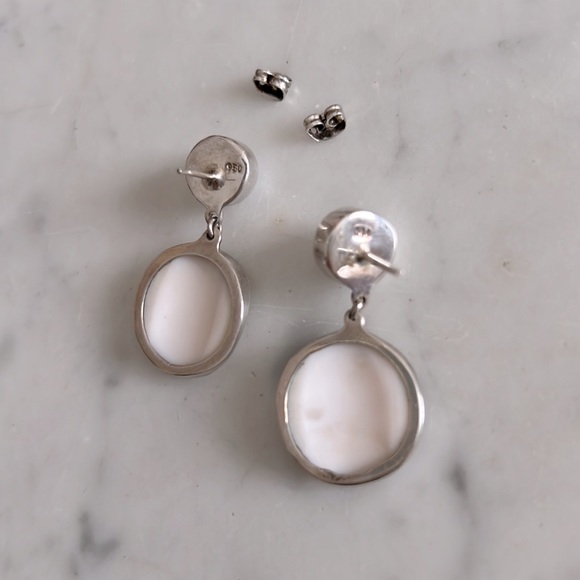 Earrings | Pearl + Tortoise Shell | Sterling Silver | Handmade in Mexico | $20 - Picture 7 of 8